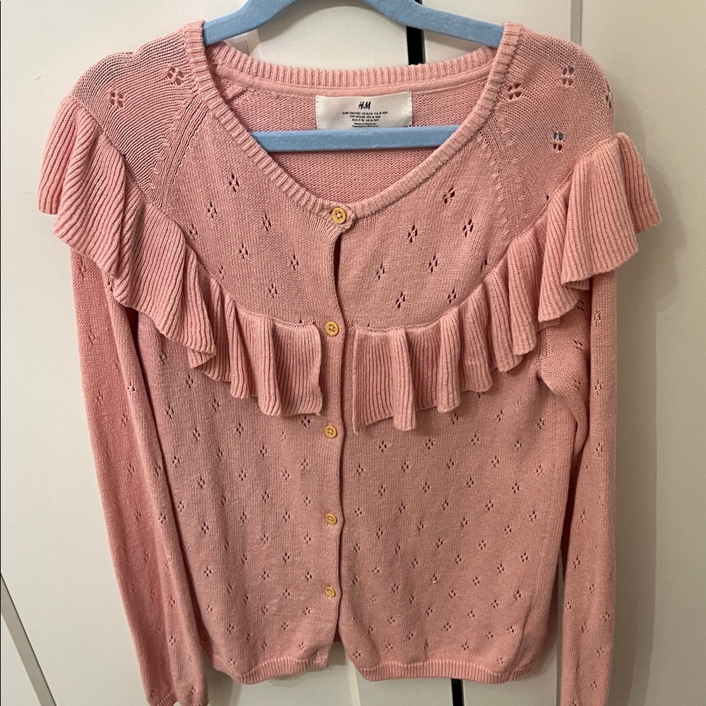 H&M Pink Ruffle Cardigan